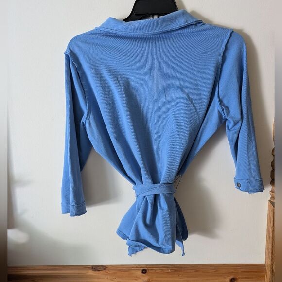 Soft Surroundings Exposed Distressed Seam Button Down Tie Waist Top Size Large - Picture 6 of 6